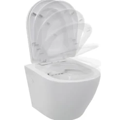 vidaXL væghængt toilet uden kant keramik hvid