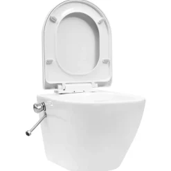 vidaXL væghængt toilet uden kant og med skjult cisterne keramik hvid