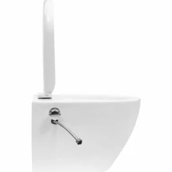 vidaXL væghængt toilet uden kant og med skjult cisterne keramik hvid