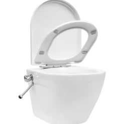vidaXL væghængt toilet uden kant og med skjult cisterne keramik hvid