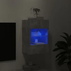 vidaXL væghængt tv-bord med LED-lys 40x30x60,5 cm betongrå