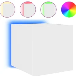 vidaXL væghængt tv-bord med LED-lys 30,5x35x30 hvid