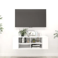 vidaXL væghængt tv-bord 102x35x35 cm konstrueret træ hvid