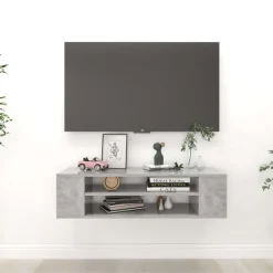 vidaXL væghængt tv-bord 100x30x26,5 cm konstrueret træ betongrå