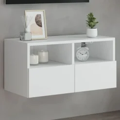 vidaXL væghængt tv-bord 60x30x30 cm konstrueret træ hvid