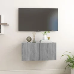 vidaXL væghængt tv-bord 60x30x30 cm konstrueret træ grå sonoma-eg