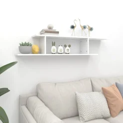 vidaXL væghængt tv-hylde 125x18x23 cm konstrueret træ hvid