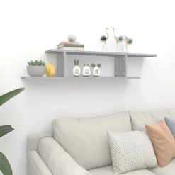 vidaXL væghængt tv-hylde 125x18x23 cm konstrueret træ grå sonoma-eg