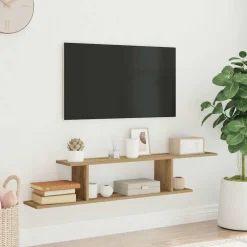 vidaXL væghængt tv-hylde 125x18x23 cm konstrueret træ kunsteg