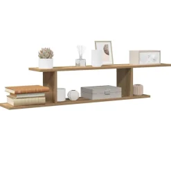 vidaXL væghængt tv-hylde 125x18x23 cm konstrueret træ kunsteg