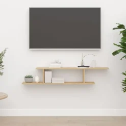 vidaXL væghængt tv-hylde 125x18x23cm konstrueret træ sonoma-eg