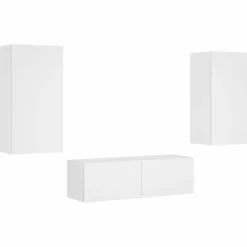 vidaXL væghængt tv-møbel 3 dele med LED-lys hvid
