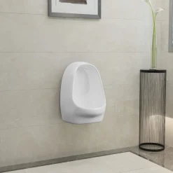 vidaXL væghængt urinal med skylleventil keramisk hvid