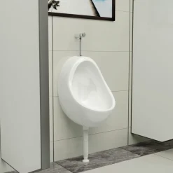 vidaXL væghængt urinal med skylleventil keramisk hvid