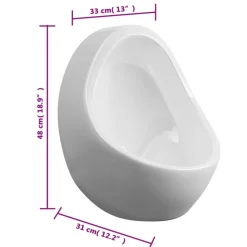 vidaXL væghængt urinal med skylleventil keramisk hvid