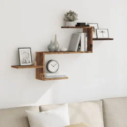 vidaXL væghængt 104x15x49 cm konstrueret træ gammelt træ-look