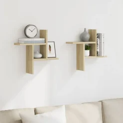 vidaXL væghængte hylder 2 stk. 38x12x38 cm konstrueret træ sonoma-eg