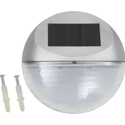 vidaXL væghængte LED-solcellelamper 12 stk. rund sølvfarvet