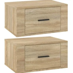 vidaXL væghængte sengeborde 2 stk. 50x36x25 cm sonoma-eg
