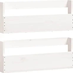 vidaXL væghængte skohylder 2 stk. 59x9x23 cm massivt fyrretræ Hvid