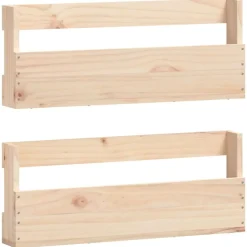 vidaXL væghængte skohylder 2 stk. 59x9x23 cm massivt fyrretræ