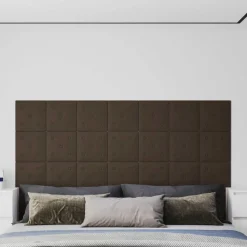 vidaXL Væghovedgærde 12 pcs Brun 30 x 30 cm Faux læder