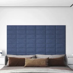 vidaXL Væghovedgærde 12 pcs Blå 30 x 15 cm Stof