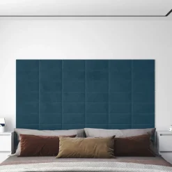 vidaXL Væghovedgærde 12 pcs Blå 30 x 15 cm Fløjl
