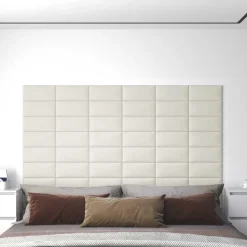 vidaXL Væghovedgærde 12 pcs Creme 30 x 15 cm Fløjl