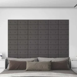 vidaXL Væghovedgærde 12 pcs Grå 30 x 15 cm Faux læder