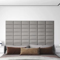 vidaXL Væghovedgærde 12 pcs Lysegrå 30 x 15 cm Stof