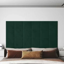 vidaXL Væghovedgærde 12 pcs Mørkegrøn 30 x 30 cm Fløjl