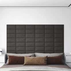 vidaXL Væghovedgærde 12 pcs Mørkegrå 30 x 15 cm Stof