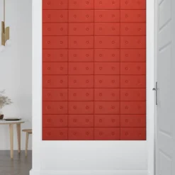 vidaXL Væghovedgærde 12 pcs Rød 30 x 15 cm Faux læder