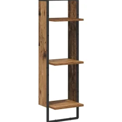 vidaXL Væghylde med hylde Gammelt træ 30 x 25 x 100 cm Konstrueret træ