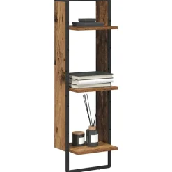 vidaXL Væghylde med hylde Gammelt træ 30 x 25 x 100 cm Konstrueret træ