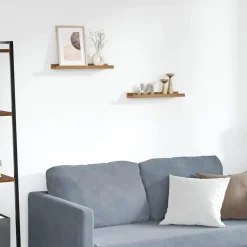 vidaXL Væghylde med hylde 2 pcs Brun 40 x 9 x 3 cm Konstrueret træ
