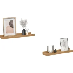 vidaXL Væghylde med hylde 2 pcs Brun 40 x 9 x 3 cm Konstrueret træ