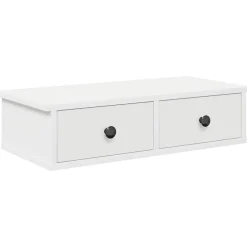 vidaXL væghylde med skuffer 60x28x15 cm konstrueret træ hvid
