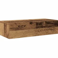 vidaXL væghylde med skuffer 60x26,5x15 cm konstrueret træ antikt træ