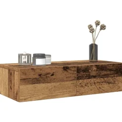 vidaXL væghylde med skuffer 60x26,5x15 cm konstrueret træ antikt træ