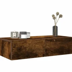 vidaXL væghylde med skuffer 60x26,5x15 cm konstrueret træ røget eg