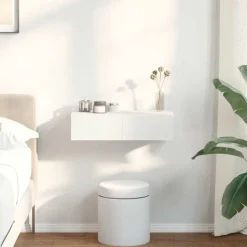 vidaXL væghylde med skuffer 60x26,5x15 cm konstrueret træ hvid