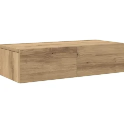 vidaXL væghylde med skuffer 60x26,5x15 cm konstrueret træ egetræsfarve