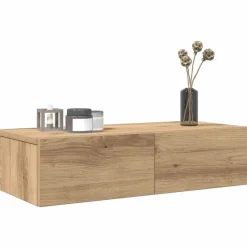 vidaXL væghylde med skuffer 60x26,5x15 cm konstrueret træ egetræsfarve