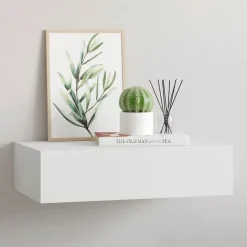 vidaXL væghylde med skuffe 40x23,5x10 cm MDF hvid