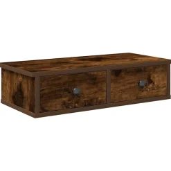 vidaXL væghylde med skuffer 60x28x15 cm konstrueret træ røget eg
