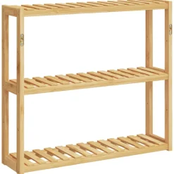 vidaXL væghylde til badeværelse 3 hylder 60x15x54 cm bambus
