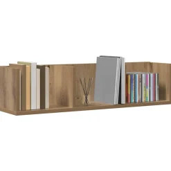vidaXL væghylde til cd'er 75x18x18 cm konstrueret træ kunsteg