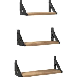 vidaXL Væghylde Vægmonteret med opbevaring 3 pcs Røget Eg